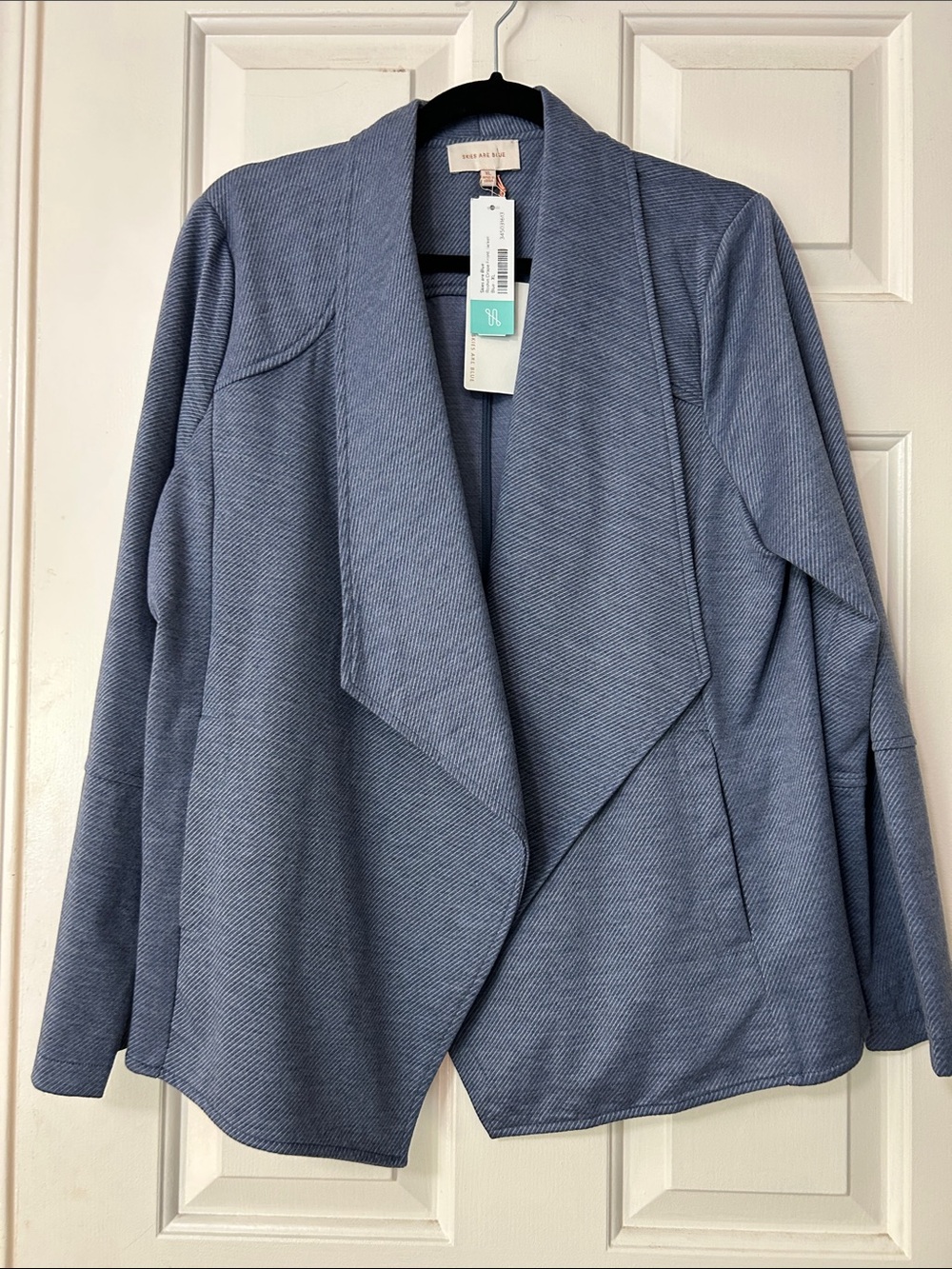 New Skys are Blue Roshin Drape Front Jacket Blue Size XL